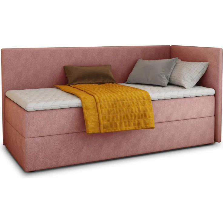 Boxspringbett Flame mit Bettkasten - Einzelbett mit Bonell-Matratze und Topper, Polsterbett, Universelle Bettseite, Bett, Schlafzimmer, Kinderzimmer (Pink (Kronos 29), 90 x 200 cm) – Bild 2