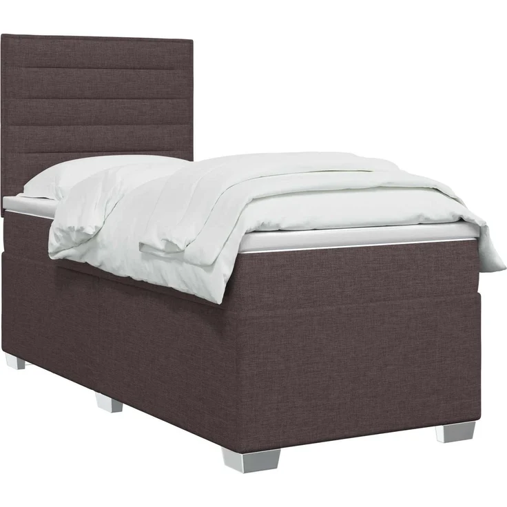 vidaXL Boxspringbett mit Matratze Dunkelbraun 100 x 200 cm Stoff 3454799 – Bild 3