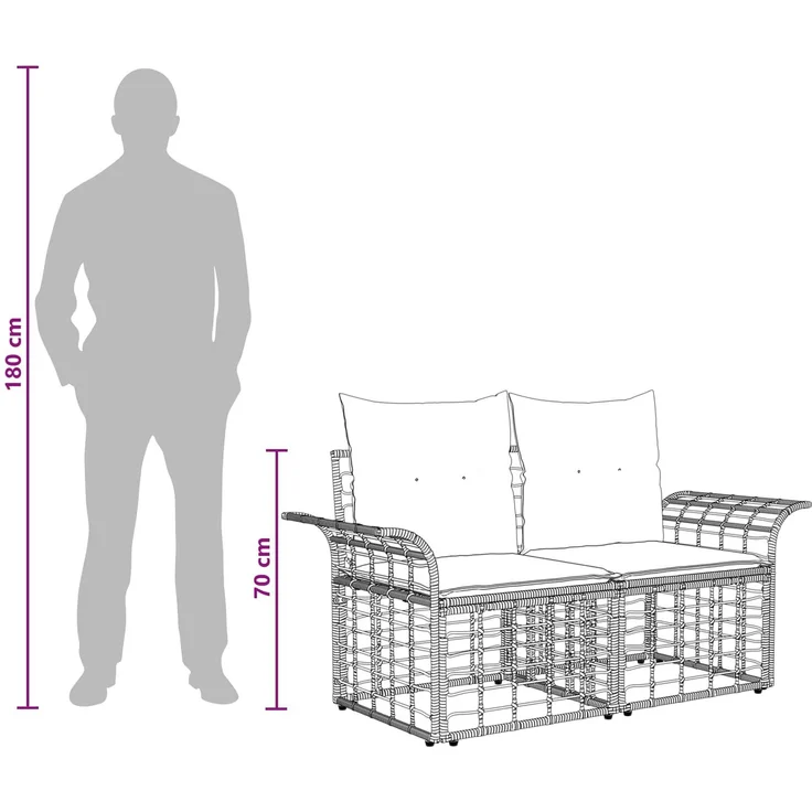 vidaXL Outdoor-Sofagarnitur 6 pcs Natürlich und Cremweiß Polyester 3437742 – Bild 9
