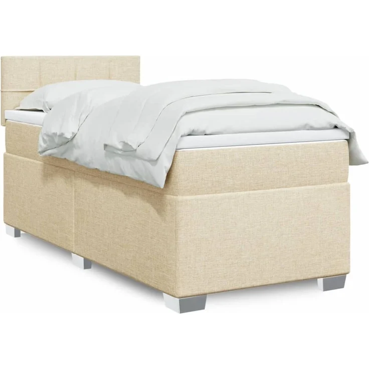 vidaXL Boxspringbett mit Matratze Creme 90x200 cm Stoff 3285776 – Bild 1