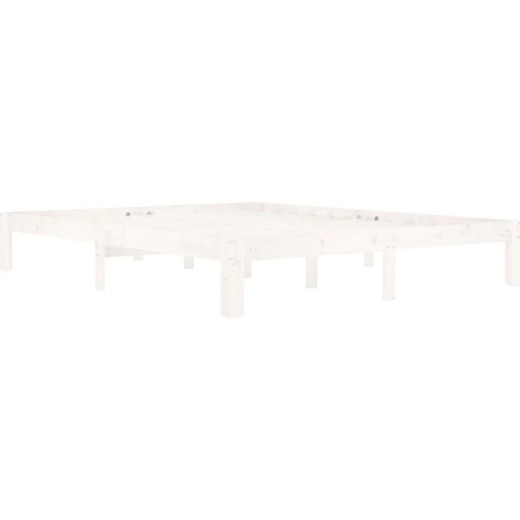 Doppelbett, Betten für Erwachsene, Massivholzbett Weiß Kiefer 160x200 cm de5579 – Bild 3