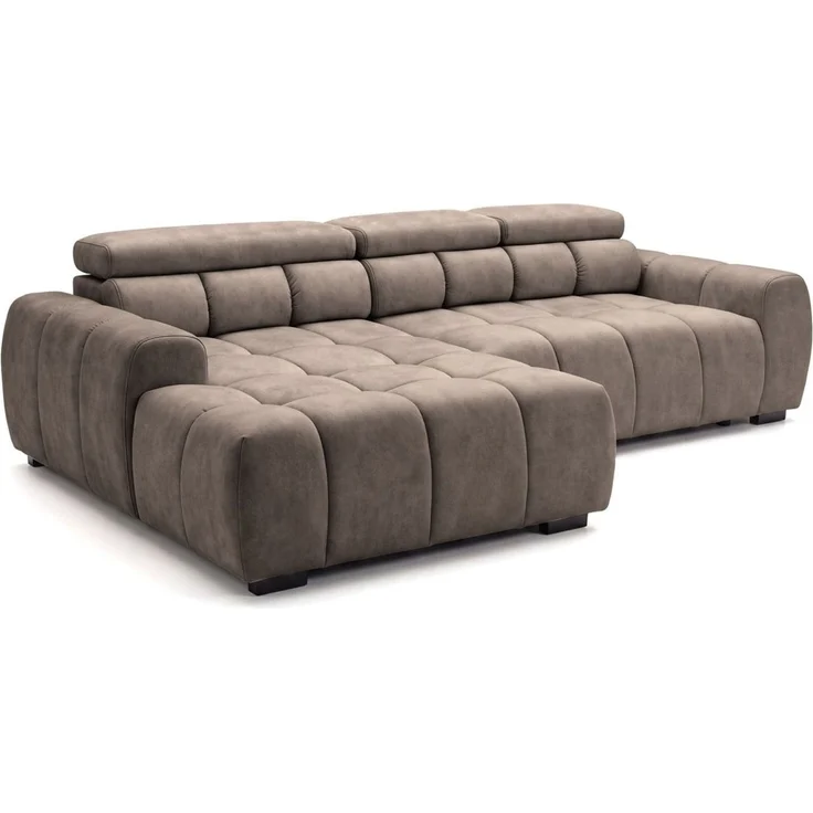 Ecksofa Schlafsofa VELUNIO RELAX in Stoff Salvador Braun Ottomane Links – Bild 5