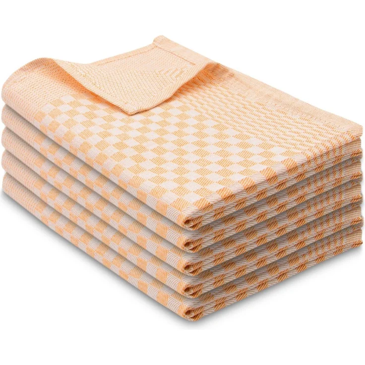 ZOLLNER 5er Set Geschirrtücher Baumwolle in 46x70 cm - super saugstarke und robuste Küchentücher – waschbar bis 60°C – in Gold kariert - Gastronomiequalität - Oeko Tex® Zertifiziert – Bild 1