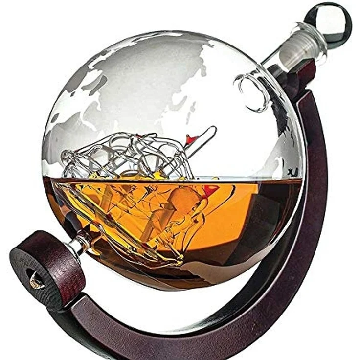 Mikamax Dekanter Weltkugel Whiskey Dekanter mit zwei Gläsern – Bild 4