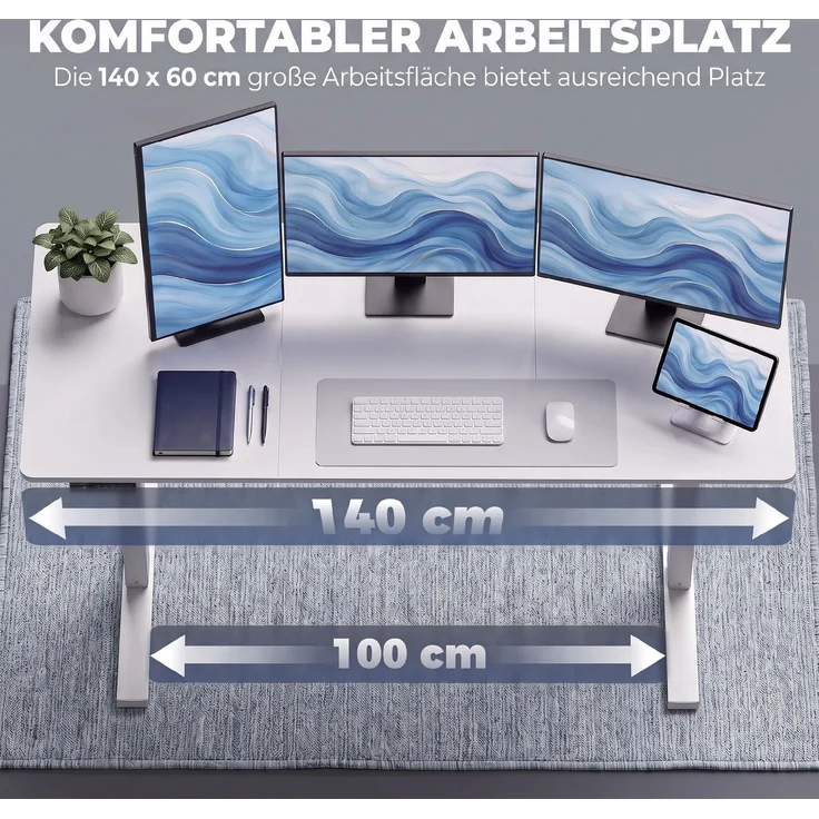 HOMCOM Schreibtisch, Spanplatte, Weiß, 140 x 60 x 118 cm – Bild 6