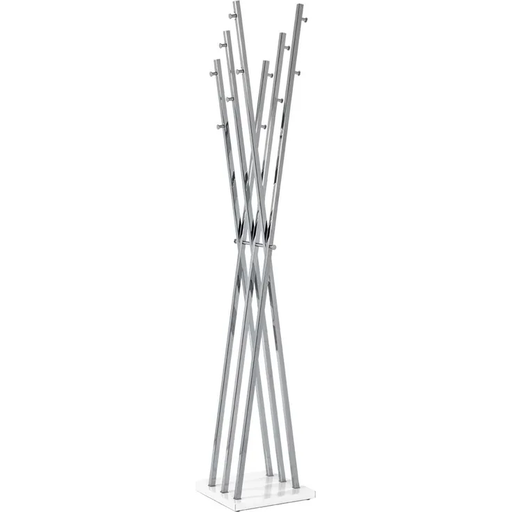 Design Garderobenständer Standgarderobe Owen chrom-weiß 12 Haken