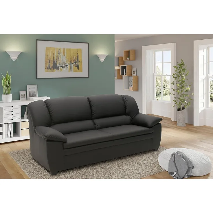 DOMO. collection Sofa 100 018, 2-Sitzer Couch aus Kunstleder, 2er Polstergarnitur, Polstersofa 159 x 92 x 89 cm (BxTxH), schwarz