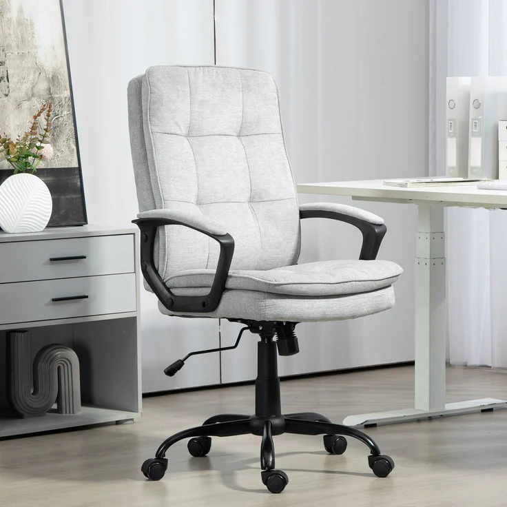 MELAYR, Bürostuhl, Schreibtischstuhl, Kippfunktion, höhenverstellbar, bis 120 kg, Grau, 70 x 63 x 112 cm – Bild 4