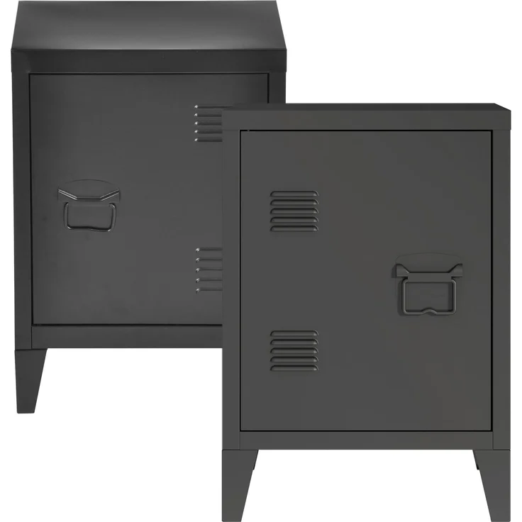 Nachtschrank Inari 2er Set Türgriff rechts und links Schwarz [en. casa] – Bild 2