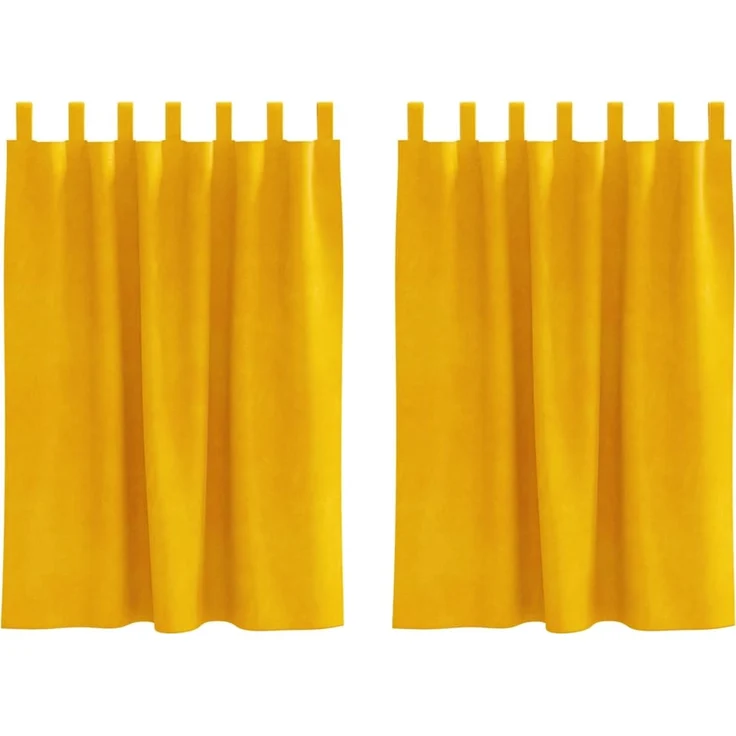 Verdunkelungsvorhänge 2 pcs | für Wohnzimmer & Schlafzimmer Senfgelb 140 x 140 cm Samt – Bild 1