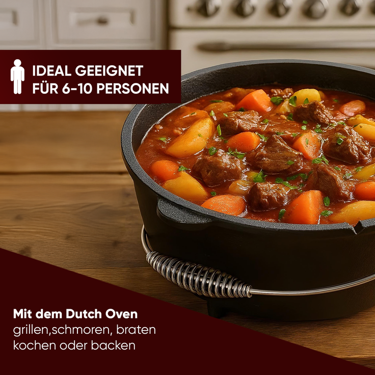 GUSSKÖNIG Dutch Oven Topf mit Füßen 9Liter+Pflegepaste – Bild 4