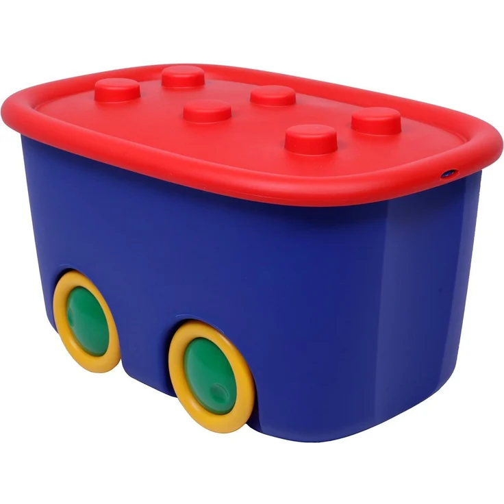ONDIS24 Aufbewahrungsbox Spielzeugaufbewahrungsbox Spielzeugkiste Kinder (2er Set), 46 liter, Spielzeugbox Funny mit großen Rädern und aufliegendem Deckel – Bild 3
