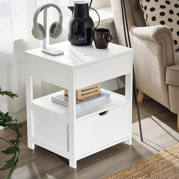 SoBuy FRG258-II-W Nachttisch, MDF, Lackiert, Weiß, 45 x 55 x 38 cm – Bild 10