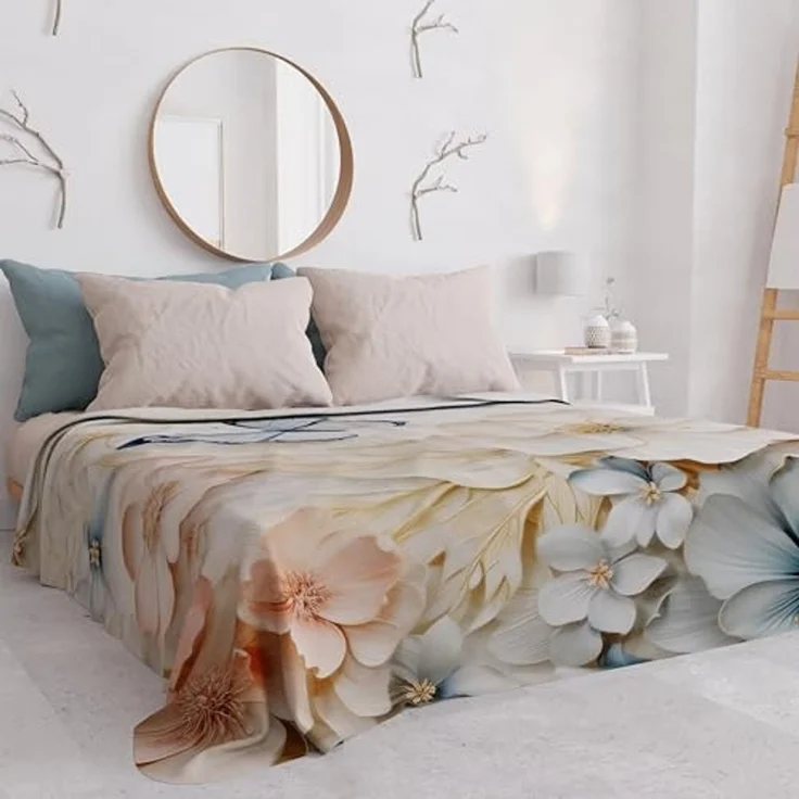 PETTI Artigiani Italiani - Sofaüberwurf aus Mikrofaser, 220x270 cm, Blumenmuster Mariposa | Mehrzweck-Überwurf für Sofas, Tagesdecke und Tischdecken | Schutzüberwurf waschbar – Bild 2