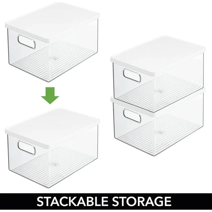 Aufbewahrungsbox Organizer Box mit Deckel mDesign stapelbar 4er Set Transparent – Bild 4