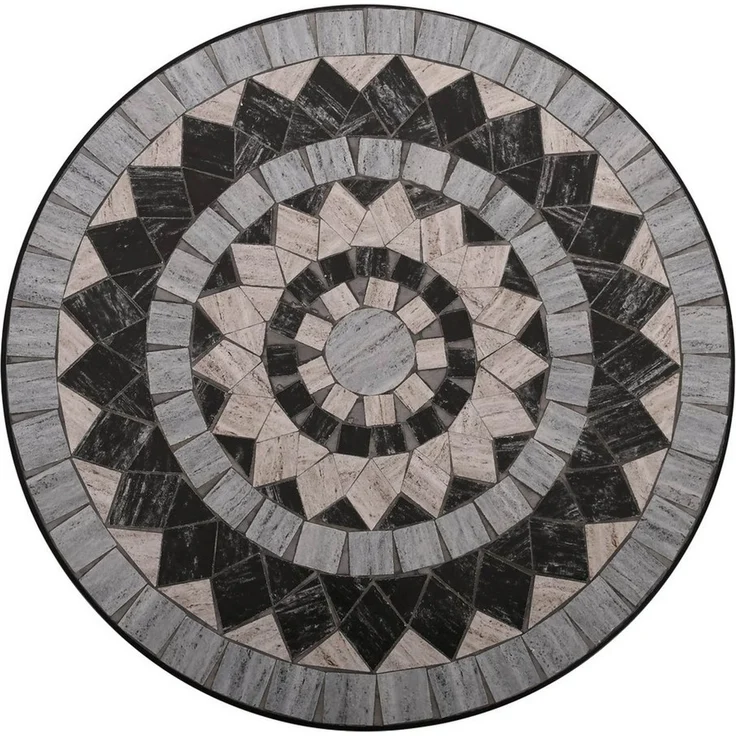 Raburg Gartentisch Mosaiktisch, Balkon- und Terrassentisch, 60 cm Ø, 72 cm hoch, Mayla (rund), liebevolle Handarbeit, Mosaikmuster, schwarzes Metallgestell – Bild 2