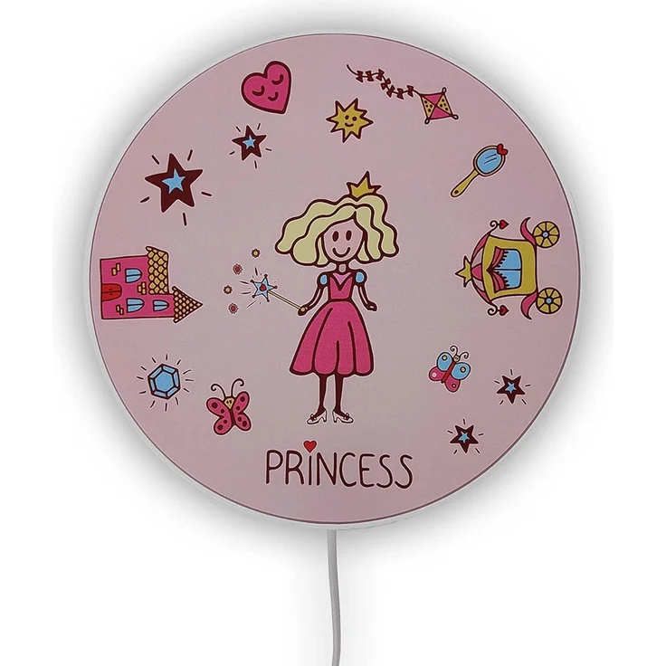 LED Wandleuchte für Kinderzimmer mit Motiv Prinzessin, Schalter & Stecker Ø 25cm – Bild 2