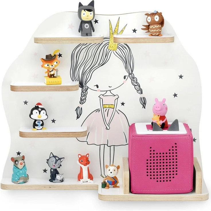 stadtecken Holzregal für Musikbox I passend für die Toniebox und ca. 35 Tonies I Perfekte Aufbewahrung im Kinderzimmer I zum Aufstellen oder Aufhängen (Prinzessin) – Bild 5