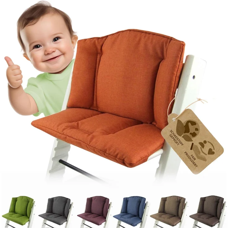 Ersatzbezug Sitzkissen kompatibel mit Stokke Tripp Trapp (meliert orange) | Bezug Kissen-Set Sitzverkleinerer, Mod. 1