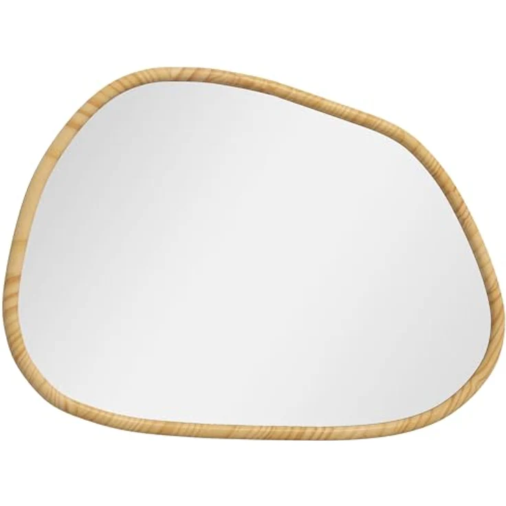 HOMCOM Wandspiegel, Natur, 2.1x60x80 cm, Glas, Holzwerkstoff, vielseitig, vertikal/horizontal aufhängbar – Bild 1