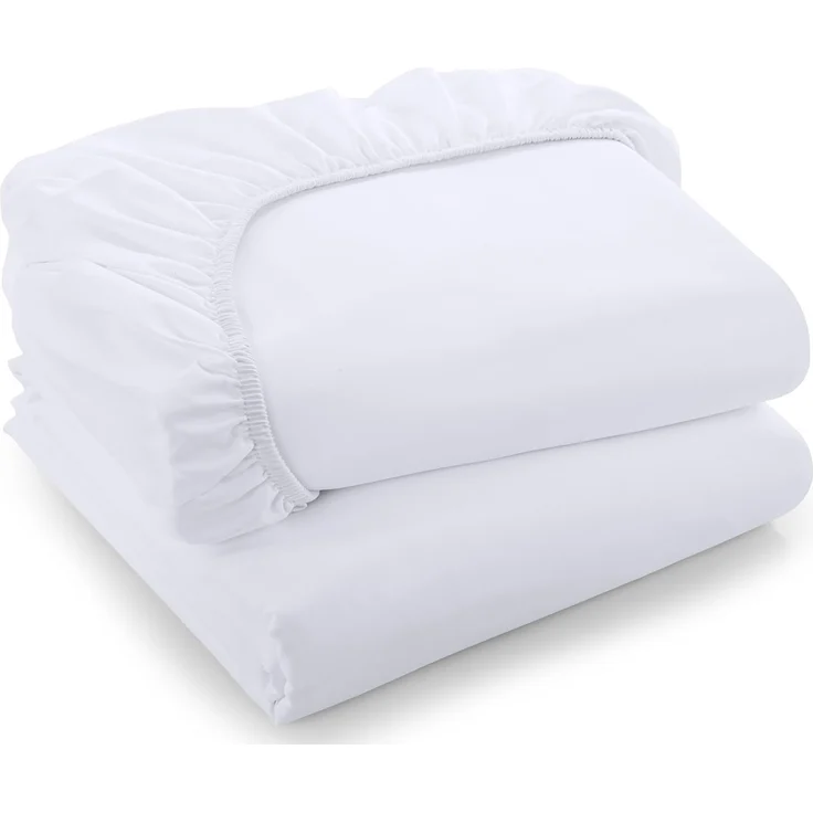Utopia Bedding Queensize-Spannbettlaken, Großpackung mit 2 Spannbettlaken, weich gebürstete Mikrofaser, tiefe Taschen, schrumpft und lichtbeständig, pflegeleicht (weiß)