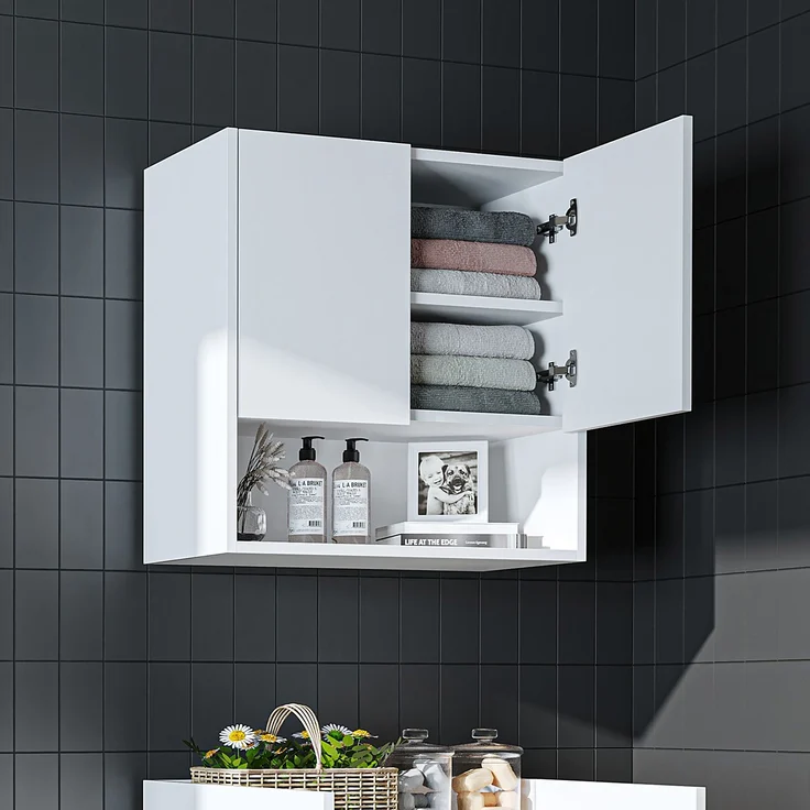 Roomart Waschmaschinenschrank DERIN-I – Waschmaschinen-Überbauschrank – 65×180×65 cm – Waschküchen- & Hauswirtschaftsschrank • Weiß – Bild 2