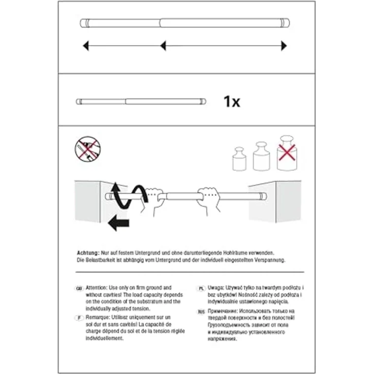 Gardinia Spannstange Ø 23/26 mm Schwarz 60 cm - 100 cm – Bild 6
