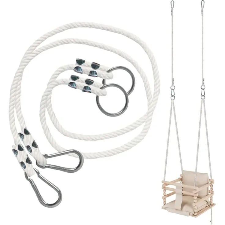 MAMOI® Schaukel Seil 50kg, 2 x Schaukelseil Verlängerung mit Metall Schaukelhaken Karabiner - 2m