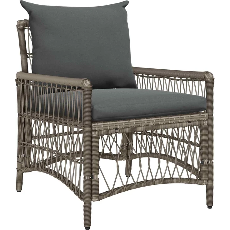 vidaXL Gartenstuhl mit Kissen Grau 73 x 61 x 77 cm Poly-Rattan 42006219 – Bild 1