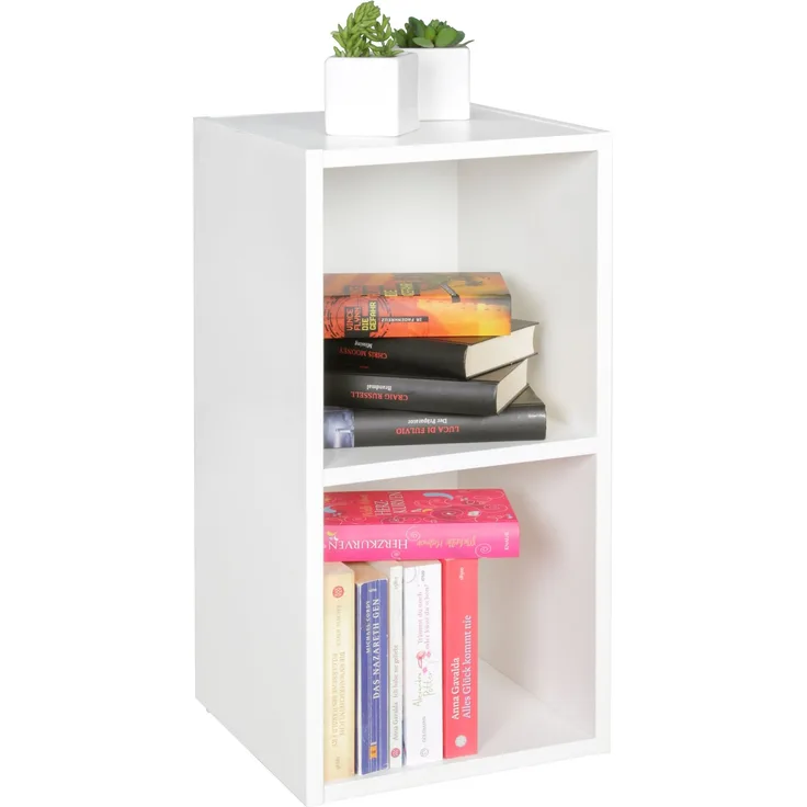 Wohnling Standregal, Bücherregal mit 2 Ablagefächern, weiß, Holz 30 x 60 x 30 cm
