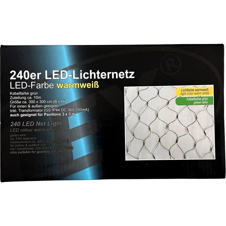 240er LED Lichternetz Lichterkette Außen Innen Kabel grün Partylicht warmweiß – Bild 4