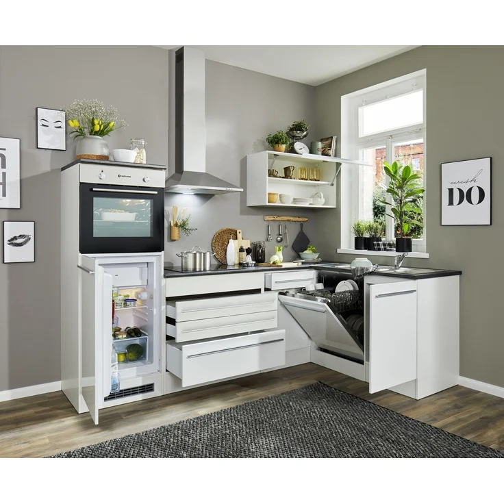 Winkelküche >Jazz< weiss matt / weiss Hochglanz - 260x200x60 (BxHxT) – Bild 3