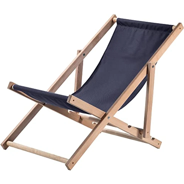 Kadax Holzliegestuhl, Dunkelblau, klappbar, Buchenholz, 53x78 cm, für bis zu 120 kg, UV- und feuchtigkeitsresistent, modernes Design – Bild 1