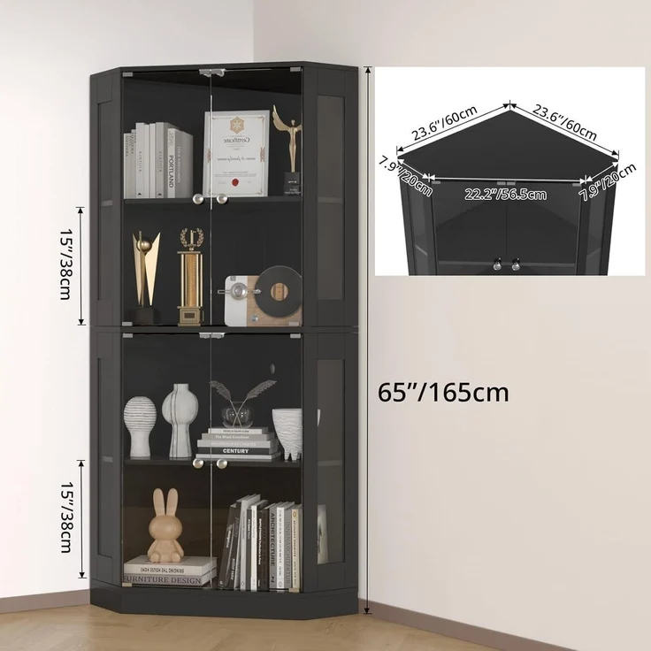 Eckvitrine mit gehärtetem Glas LED Beleuchtung – Bild 2