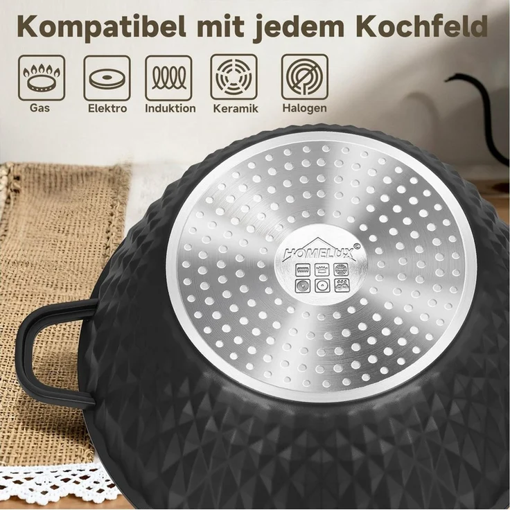 HOMELUX Topf-Set 8-tlg Kochtopf Set Induktions 20/24/28/32cm Töpfe Set mit Deckel, Aluminium (Kochtöpfe Induktions für Alle Herdarten), Induktion, Antihaft-beschichtung – Bild 3