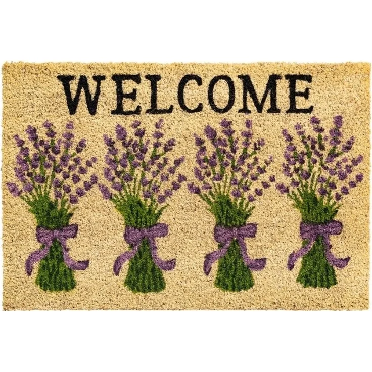 matches21 HOME & HOBBY Fußmatte Kokosmatte Lavendel Welcome Spruch als aussen Sauberlaufmatte, rechteckig, Höhe: 15 mm, Rutschfeste Kokos-Türmatte als Outdoor Schmutzfangmatte 40x60 cm – Bild 2