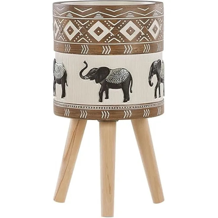 Blumentopf mit Beinen ACHILIO Keramik 30 cm Dunkelbraun