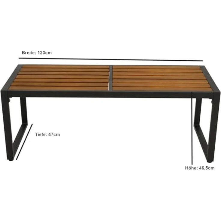 DEGAMO RAGUSA Hockerbank, Metall + Akazie, anthrazit/braun, 2-sitzer 123cm – Bild 2