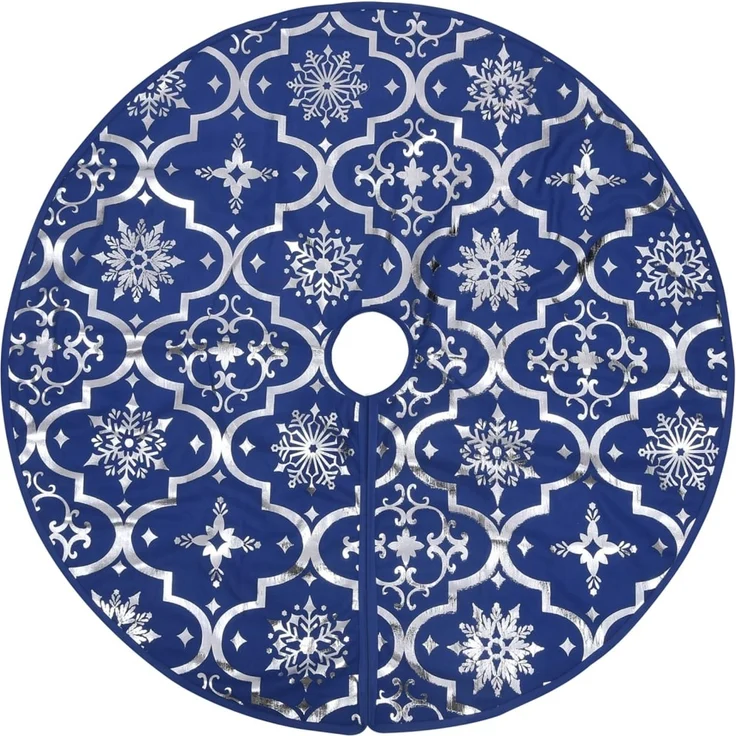 vidaXL Luxus-Weihnachtsbaumdecke mit Socke Blau 122 cm Stoff 330279 – Bild 3