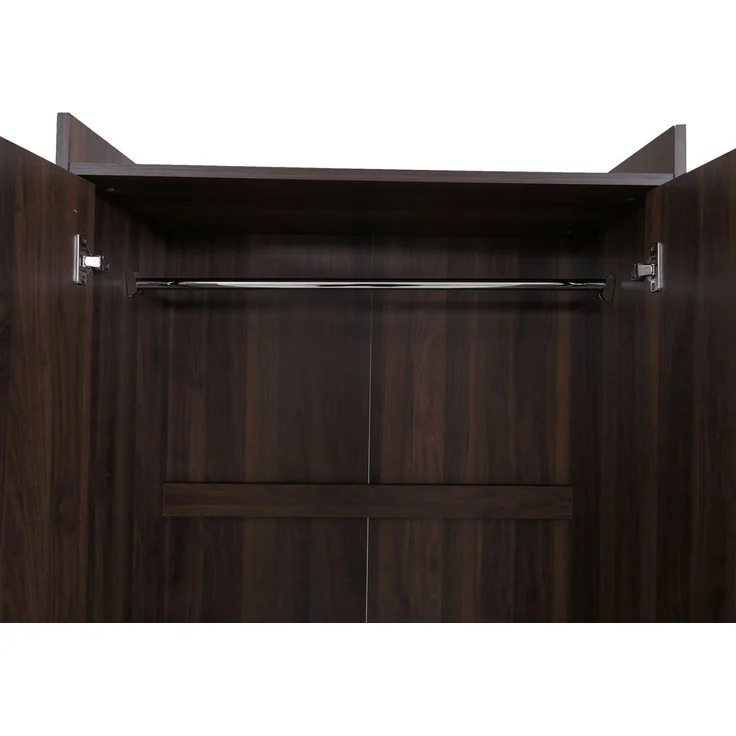 Schrank HWC-P44, Kleiderschrank Garderobenschrank 2 Türen Push-to-open, MDF 184x80x40cm ~ Walnuss-Optik – Bild 6