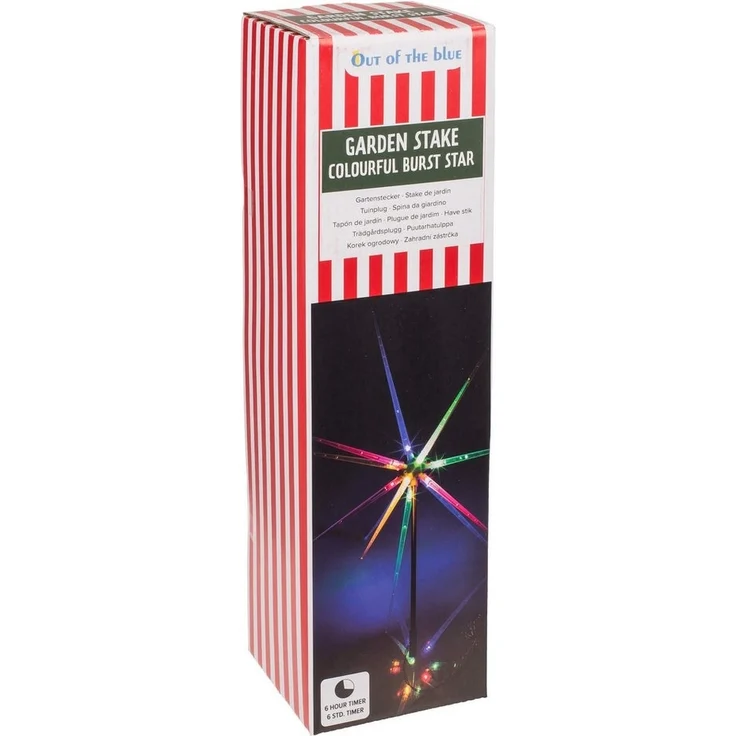 Out of the Blue LED Dekolicht LED Gartenstecker Stern bunt 14 LEDs Timer Batteriebetrieb IP44, Timerfunktion, Ein-/Ausschalter, LED, mit 6-Std. Timer, IP44, 14 LEDs bunt – Bild 3