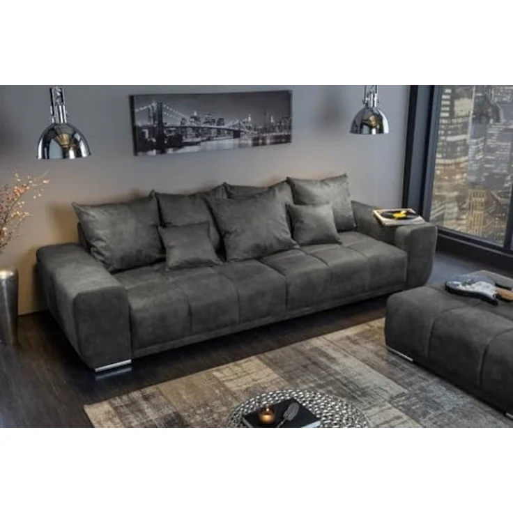 riess-ambiente Big-Sofa ELEGANCIA 285cm grau, Einzelartikel 1 Teile, XXL Couch · Microfaser · mit Federkern · inkl. Kissen · Design – Bild 5