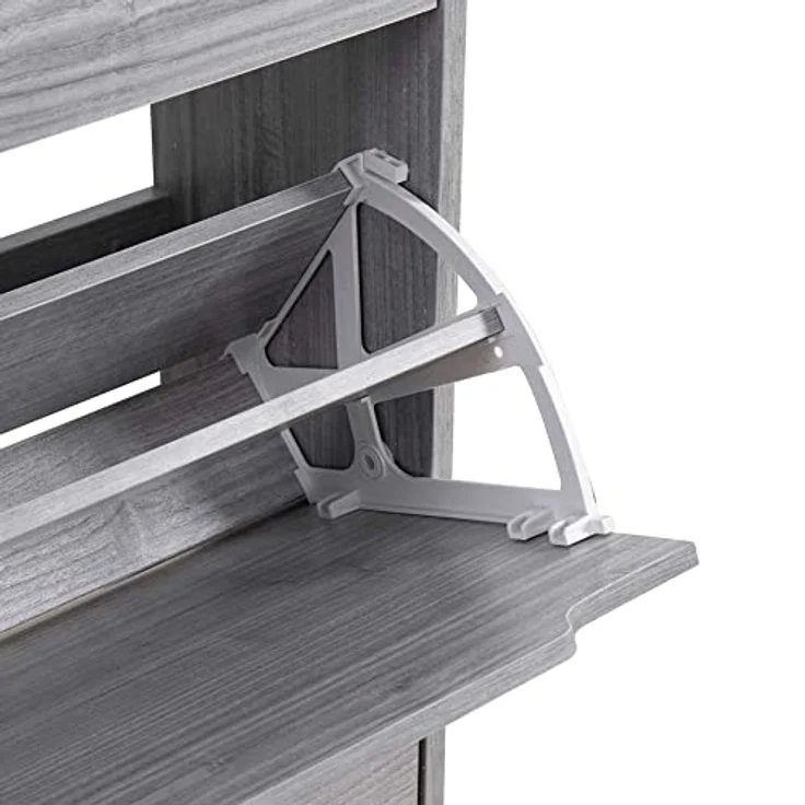 BAKAJI Schuhschrank aus MDF-Holz mit 3 Türen, Schuhregal, versenkbare Griffe, doppelte Tiefe, kompakte Größe, 63 x 24 x 115 cm, platzsparend, Eingangsbereich zu Hause (Grau) – Bild 10