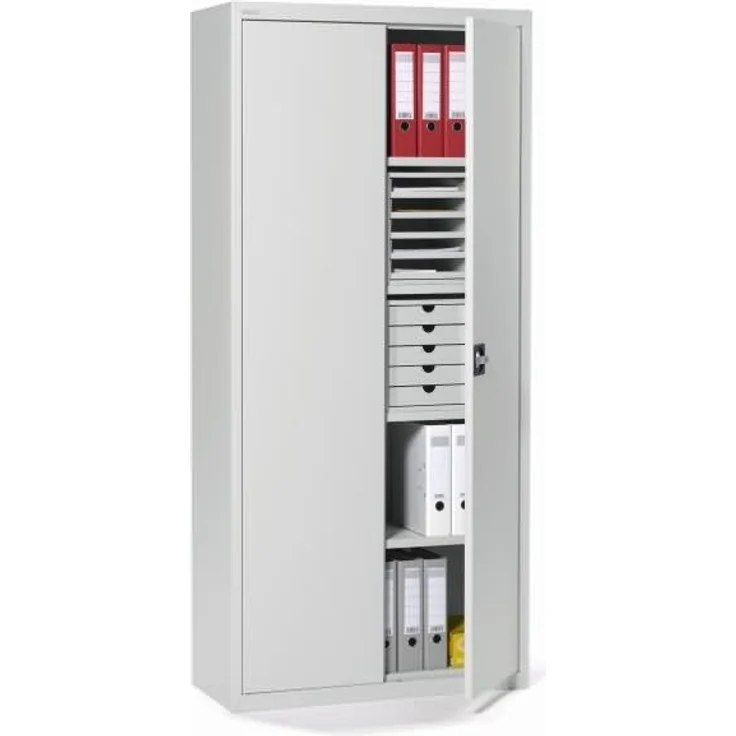 Soennecken Flügeltürenschrank 195x92x42cm lichtgrau Türen lichtgrau