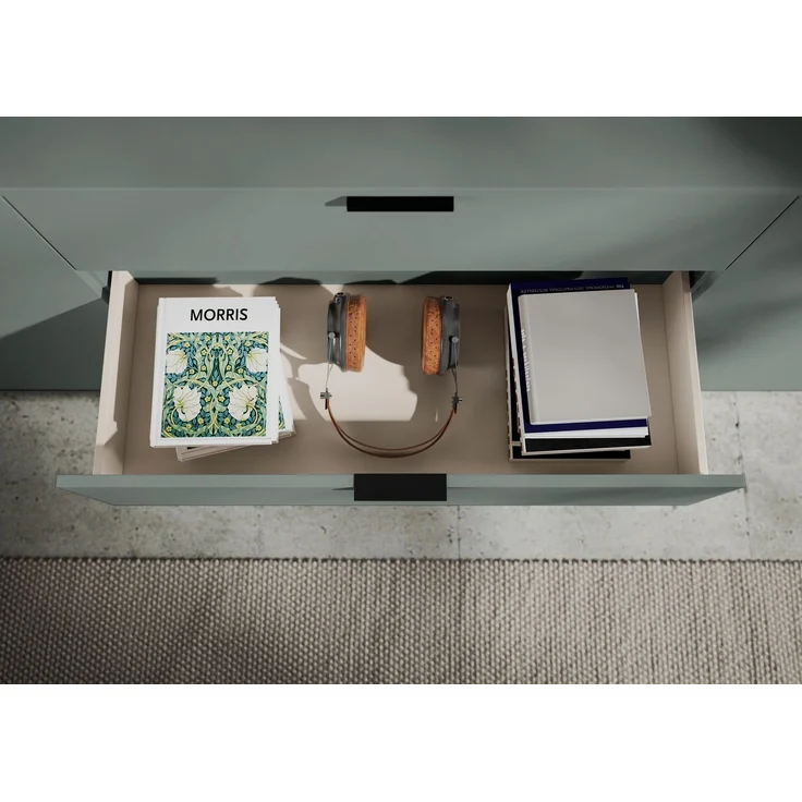Lowboard >Linz< 2 Türen, 2 Schübe, in Salbei - 180x47x40cm (BxHxT) – Bild 10
