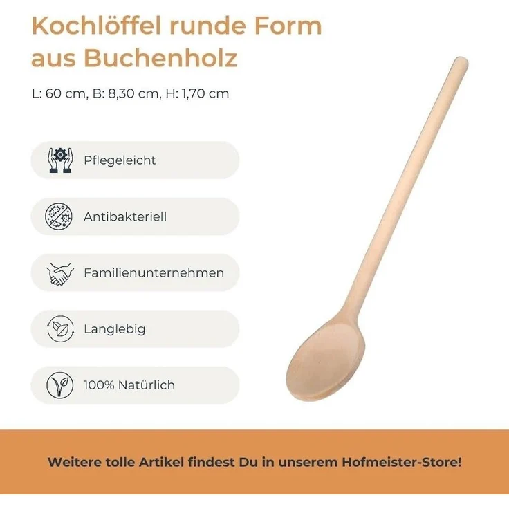 Hofmeister Kochlöffel Buchenholz rund 60 cm – Bild 3