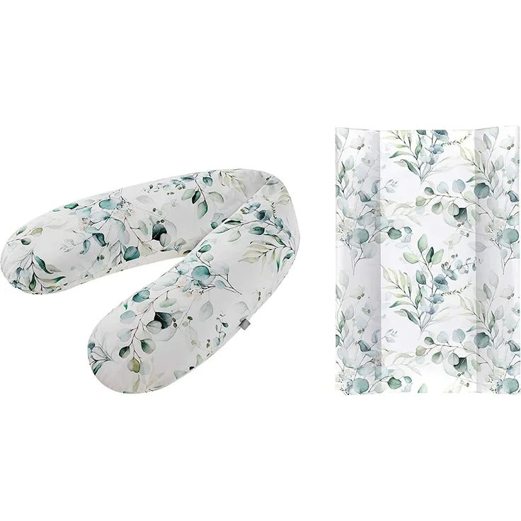 Rotho Babydesign Stillkissen-Set Multi, 190x35 cm, Inkl. Keilwickelauflage, 70x50 cm, ab 0 Monate, Natural Leaves