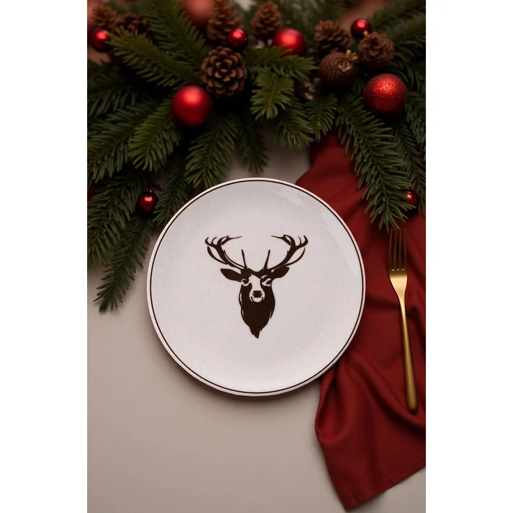 Hermia Concept 'Geyik Bordo' Dessertteller-Set (6-teilig), Mehrfarbig, 19,3 x 19,3 x 2 cm – Bild 1