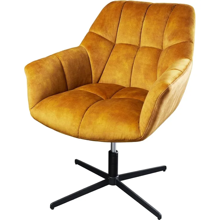 riess-ambiente Loungesessel PAPILLON senfgelb / schwarz (Einzelartikel, 1-St), Wohnzimmer · Samt · 360° drehbar · höhenverstellbar · Modern Design