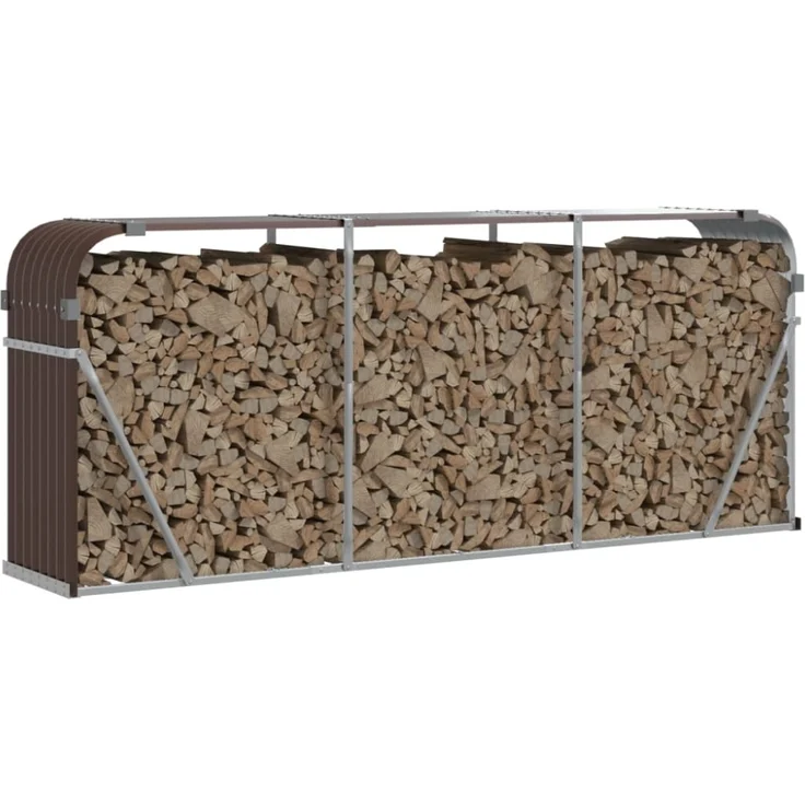 vidaXL Kaminholzunterstand Braun 234x45x100 cm Verzinkter Stahl 364575 – Bild 5